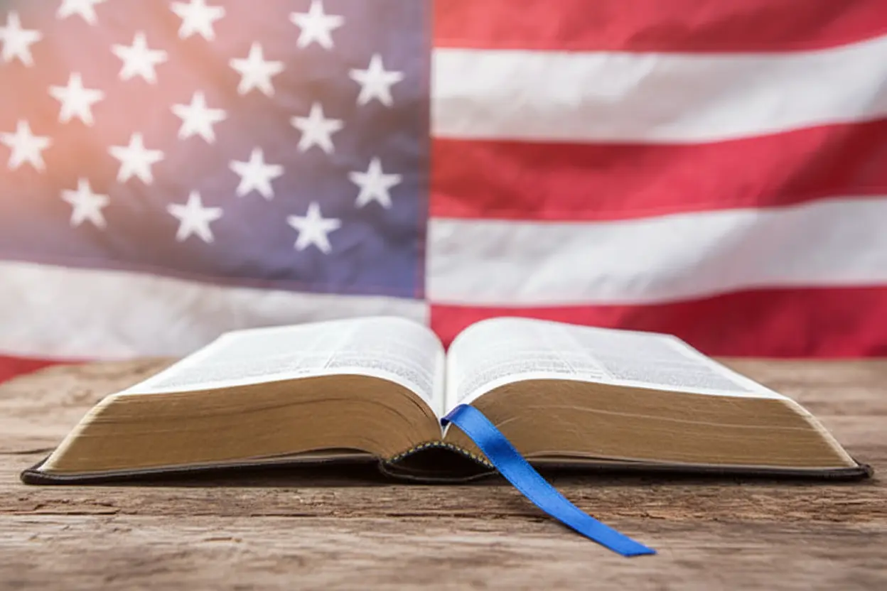 Bible and American Flag background