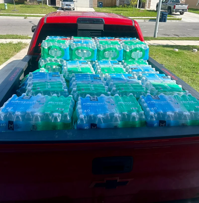Donated water from Sams Club for locals and volunteers