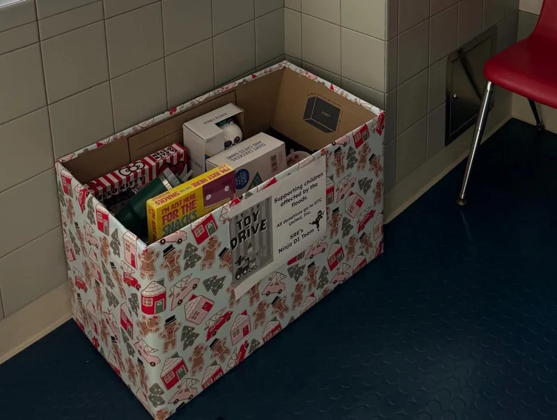 Steiner Ranch Toy Drive Donation Box for Sandy Creek Families  TX Floods