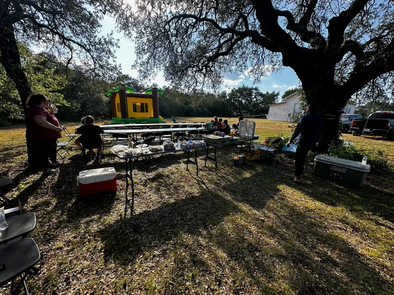 TXfloods SandyCreek ToyDrive DisasterRelief setup14 BounceahousesNlunch
